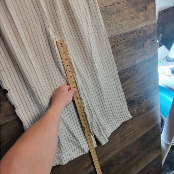 Anthropologie Striped Cream Wide-Leg Pants - Picture 2 of 8